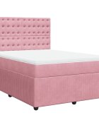 vidaXL Posteľný rám boxsping s matracom ružový 140x190 cm zamat