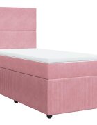 vidaXL Posteľný rám boxsping s matracom ružový 90x200 cm zamat