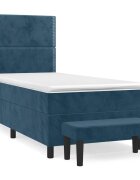 vidaXL Posteľný rám boxsping s matracom tmavomodrý 100x200 cm zamat