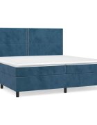 vidaXL Posteľný rám boxsping s matracom tmavomodrý 200x200 cm zamat