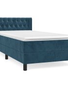 vidaXL Posteľný rám boxsping s matracom tmavomodrý 90x200 cm zamat