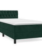 vidaXL Posteľný rám boxsping s matracom tmavozelený 90x200 cm zamat