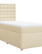 vidaXL Posteľný rám boxspring s matracom krémový 90x190 cm látka
