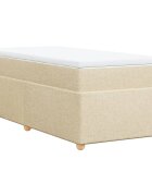 vidaXL Posteľný rám boxspring s matracom krémový 90x190 cm látka