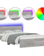 vidaXL Posteľný rám s čelom a LED sivý sonoma 140x200 cm
