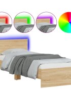 vidaXL Posteľný rám s čelom a LED svetlami dub sonoma 90x200 cm