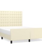 vidaXL Posteľný rám s čelom krémový 140x190 cm umelá koža