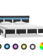 vidaXL Posteľný rám s LED sivý umelá koža 160x200 cm