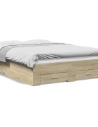 vidaXL Posteľný rám so zásuvkami dub sonoma 140x190cm kompozitné drevo