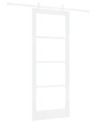 vidaXL Posuvné dvere 83 x 211 cm Masívne borovicové drevo a sklo Biela