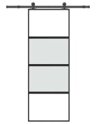 vidaXL Posuvné dvere s kovaním 76x205 cm tvrdené sklo a hliník úzke