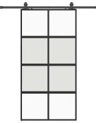 vidaXL Posuvné dvere s kovaním čierne 1025x205 cm tvrdené sklo