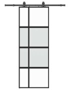 vidaXL Posuvné dvere s kovaním čierne 76x205 cm tvrdené sklo