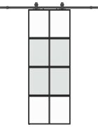 vidaXL Posuvné dvere s kovaním čierne 76x205 cm tvrdené sklo