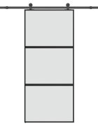 vidaXL Posuvné dvere s kovaním tvrdené sklo a hliník úzke 90x205 cm