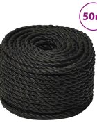 vidaXL Pracovné lano čierne 12 mm 50 m polypropylén