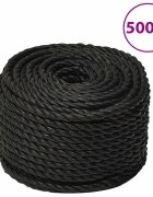 vidaXL Pracovné lano čierne 12 mm 500 m polypropylén
