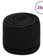 vidaXL Pracovné lano čierne 16 mm 25 m polyester