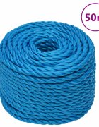 vidaXL Pracovné lano modré 10 mm 50 m polypropylén