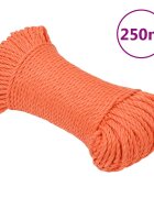 vidaXL Pracovné lano oranžové 3 mm 250 m polypropylén