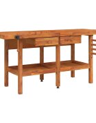 vidaXL Pracovný stôl so zásuvk. a zverákmi 192x62x83 cm akáciový masív