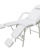 vidaXL Prenosné kreslo na ošetrenie tváre umelá koža 185x78x76 cm biele
