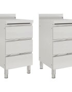 vidaXL Profesionálne kuchynské skrinky s 3 zásuvkami 2 ks 50x60x96 cm