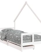 vidaXL Rám detskej postele so zásuvkami biely 80x200 cm mas. borovica