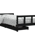 vidaXL Rám detskej postele so zásuvkami čierny 90x200 cm mas. borovica