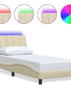 vidaXL Rám postele bez matraca Hanko krémová 90x200 cm Látka