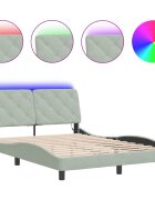 vidaXL Rám postele s LED bez matraca bledosivý 120x200 cm zamat