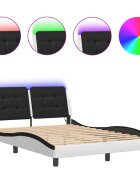 vidaXL Rám postele s LED bez matraca Zadar bielo čierny 140x190cm