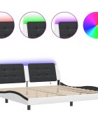 vidaXL Rám postele s LED bez matraca Zadar biely a čierny 200x200 cm