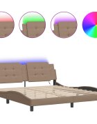 vidaXL Rám postele s LED bez matraca Zadar kapučínový 180x200 cm