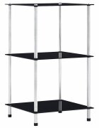vidaXL Regál s 3 policami čierny 40x40x67 cm tvrdené sklo