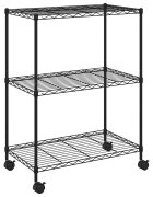 vidaXL Regál s 3 policami na kolieskach 60x35x81 cm čierny 150 kg