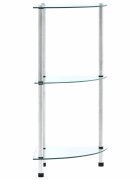 vidaXL Regál s 3 policami priehľadný 30x30x67 cm tvrdené sklo