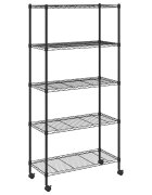 vidaXL Regál s 5 policami na kolieskach 75x35x155 cm čierny 250 kg