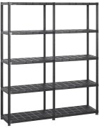 vidaXL Regál s 5 úložnými poličkami čierny 142x38x170 cm plastový
