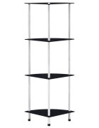 vidaXL Regál so 4 policami čierny 30x30x100 cm tvrdené sklo
