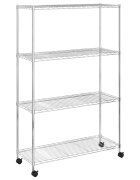 vidaXL Regál so 4 policami na kolieskach 90x35x142 cm chrómový 200 kg