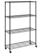 vidaXL Regál so 4 policami na kolieskach 90x35x142 cm čierny 200 kg
