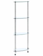 vidaXL Regál so 4 policami priehľadný 30x30x100 cm tvrdené sklo