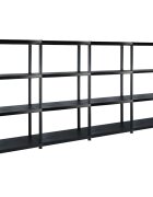 vidaXL Regál so 4 úložnými poličkami čierny 244x305x130 cm plastový
