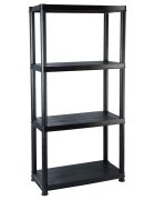 vidaXL Regál so 4 úložnými poličkami čierny 61x305x130 cm plastový