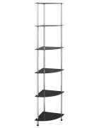 vidaXL Regál so 6 policami čierny 30x30x160 cm tvrdené sklo