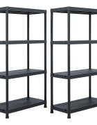 vidaXL Regále s úložnými poličkami 2ks čierne 60x30x138 cm plast