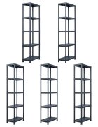 vidaXL Regále s úložnými poličkami 5ks čierne 125 kg 60x30x180 cm plast