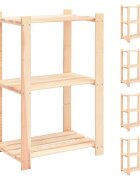 vidaXL Regály s 3 policami 5 ks 60x38x90 cm borovicový masív 150 kg