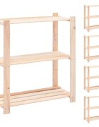 vidaXL Regály s 3 policami 5 ks 80x38x90 cm borovicový masív 150 kg